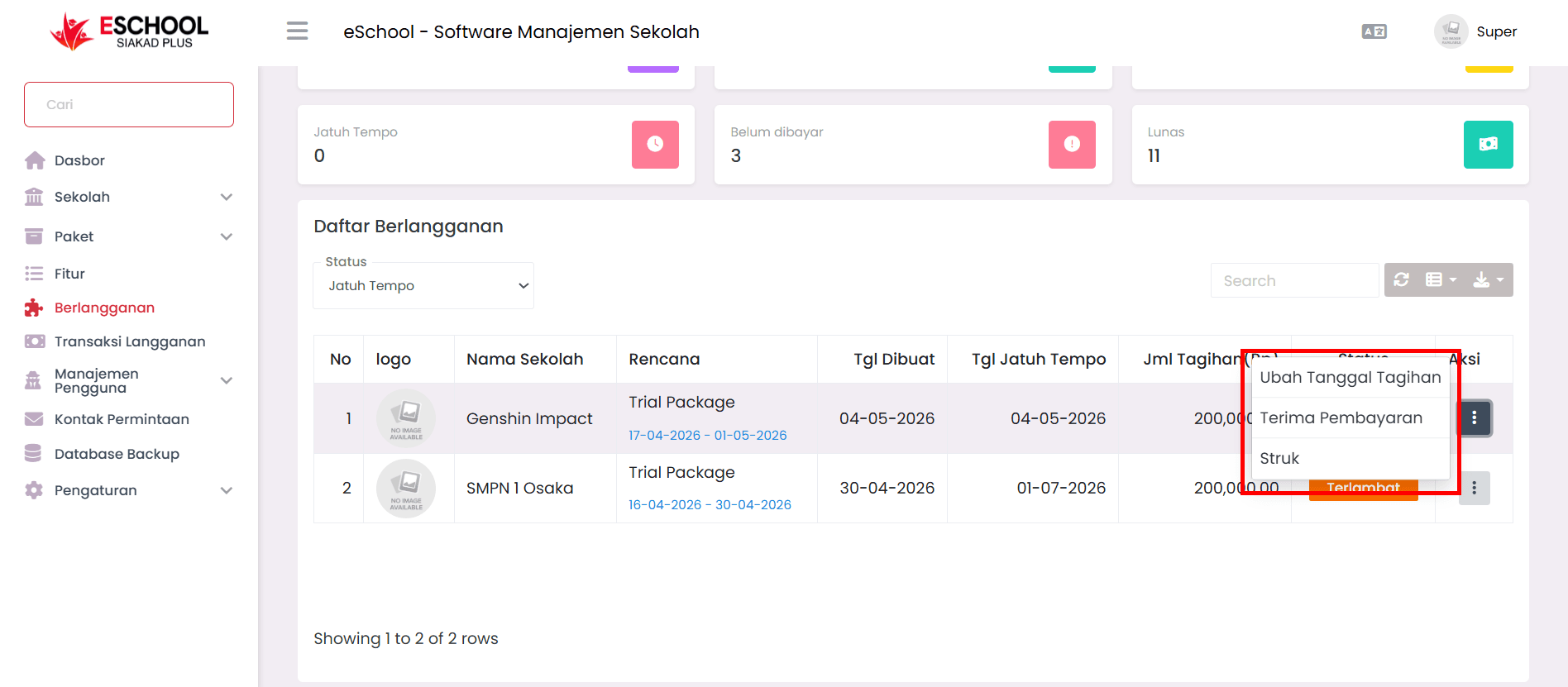 Aksi jatuh tempo