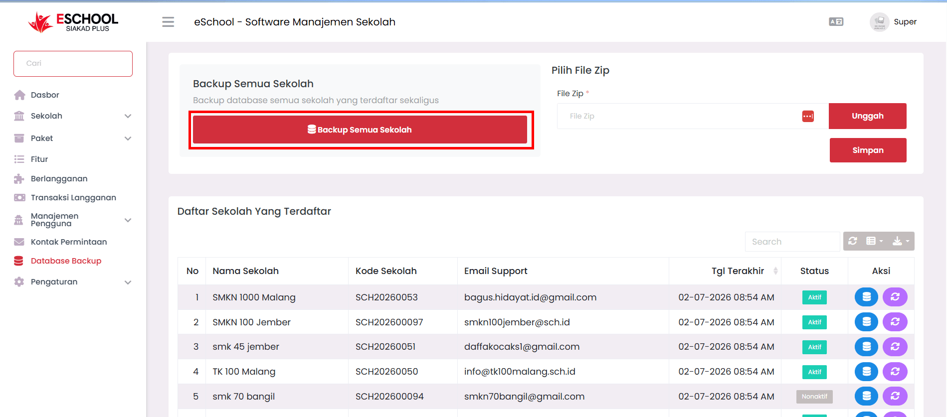 Manajeman backup database