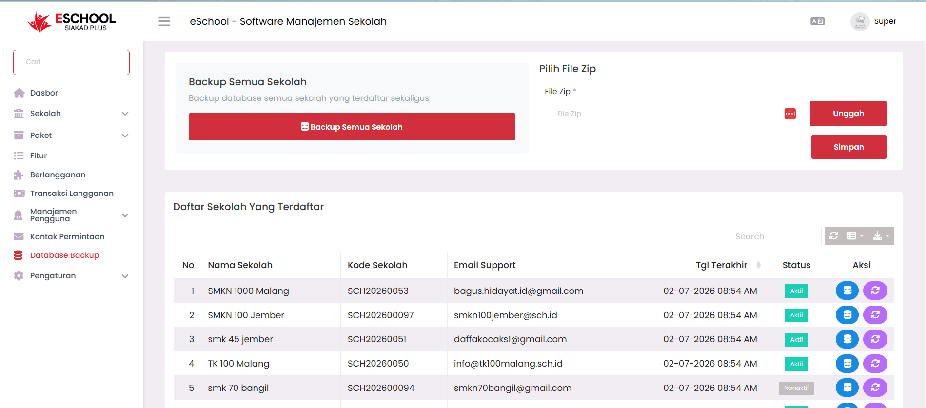 Manajeman backup database