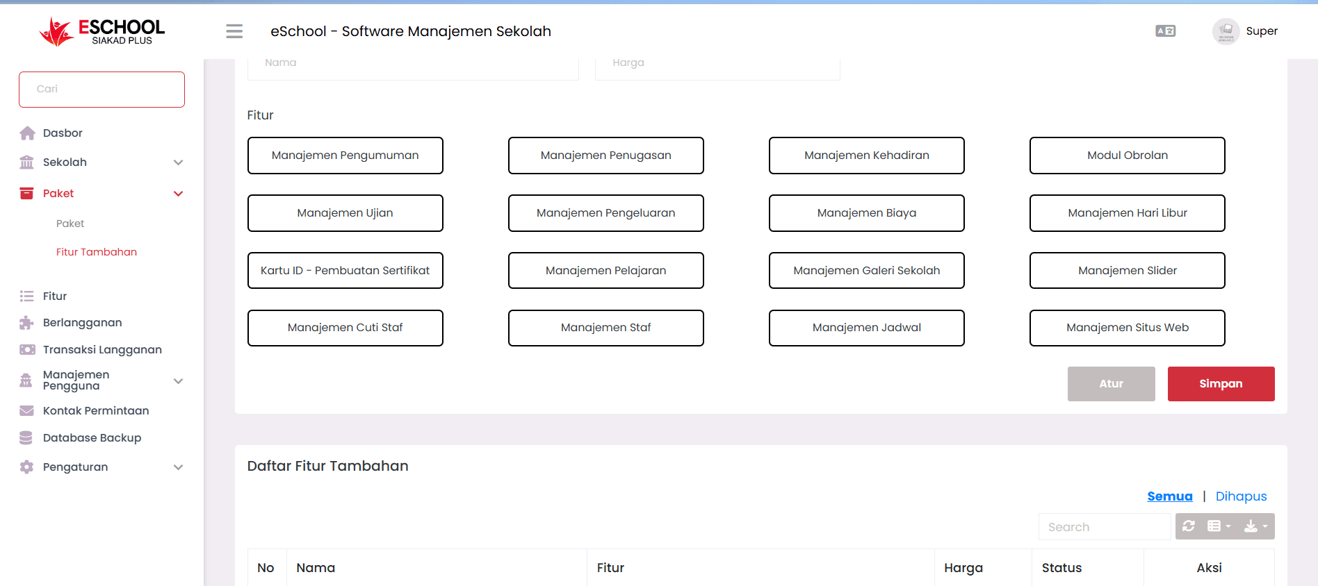 Manajemen Fitur