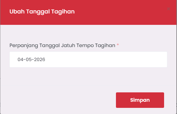 Modal ubah tanggal tagihan